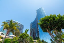 high rise office building with trees, in San Diego