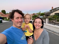 Jennifer Barnes (right) with her husband Loren Barnes (left) and their child Mason (middle)