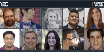 a photo collage of 10 different business executives