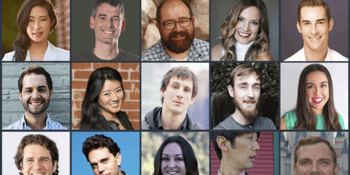 a photo collage of 15 different business executives